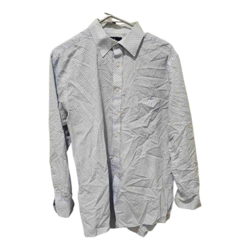 Stafford Men's Blue and White Patterned Shirt